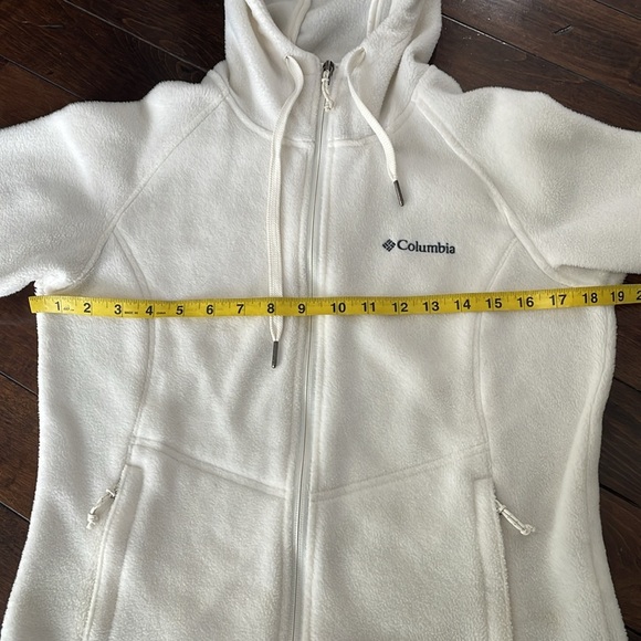Columbia full zip hooded fleece jacket Cream Womens size M Warm Comfy Neutral - Picture 5 of 12